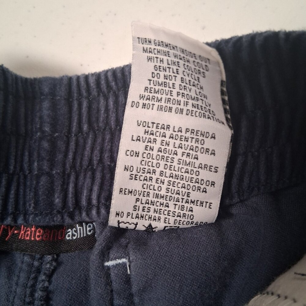Vintage Y2K Mary Kate And Ashley Olson Velvet Pants Girls 6X Blue Floral Trim - Picture 4 of 11